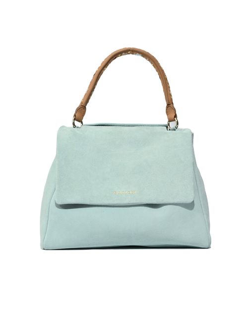 Borsa Sveva Peach Flowers Midi in suede con tracolla Acqua ORCIANI | BT2006 PEFACQ